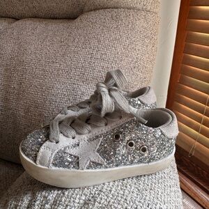 Golden Goose Kids Super Star Glitter & Suede Sneakers, size EU 21, US 5